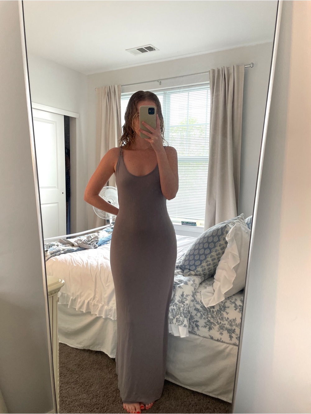 Victoria's Secret Grey Double-Strap Slip Maxi Dress
